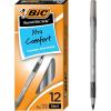 imageBIC Round Stic Grip Xtra Comfort Black Ballpoint Pens Medium Point 12mm 12Count Pack Perfect Writing Pens With Soft Grip for Superb Comfort and Control