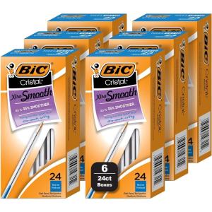 imageBIC Cristal Xtra Smooth Black Ballpoint Pens Medium Point 10mm 144Count Bundle Extra Smooth and Reliable Ballpoint PensBlue Cristal Xtra Smooth