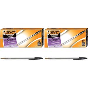 imageBIC Cristal Xtra Smooth Black Ballpoint Pens Medium Point 10mm 144Count Bundle Extra Smooth and Reliable Ballpoint PensRefillable