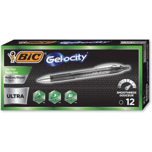 imageBIC GelOcity Ultra Gel Pens Medium Point Retracable 07mm Black Ink Gel Pen 12Count