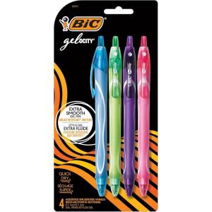 imageBIC Gelocity Quick Dry Fashion Retractable Gel Pens Medium Point 07mm 4Count Gel Pen Set Packaging May Vary4 Count Pack of 1