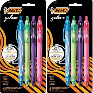 imageBIC Gelocity Quick Dry Fashion Retractable Gel Pens Medium Point 07mm 4Count Gel Pen Set Packaging May Vary4 Count Pack of 2