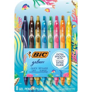 imageBIC Gelocity Quick Dry Ocean Themed Gel Pens Medium Point 07mm 8Count Gel Pen Set Colored Gel Pens for Note Taking and Journaling