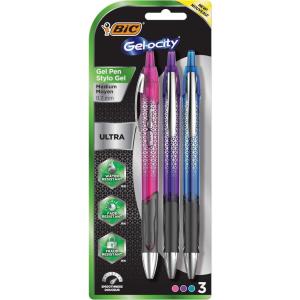 imageBIC Gelocity Ultra Retractable Gel Pen Medium Point 07mm Assorted Colors Premium Design ampamp Comfortable Grip 3CountFashion