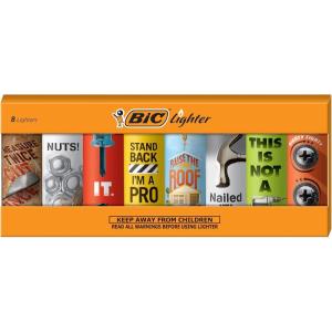 imageBIC Maxi Pocket Lighter Special Edition Shop Talk Collection Assorted Unique Lighter Designs 8 Count Pack of Lighters