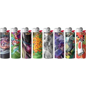 imageBIC Maxi Pocket Lighter Special Edition Street Art Collection Assorted Unique Lighter Designs 8 Count Pack of Lighters