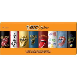 imageBIC Pocket Lighter Special Edition The Rolling Stones Collection Assorted Unique Lighter Designs 8 Count Pack of Lighters