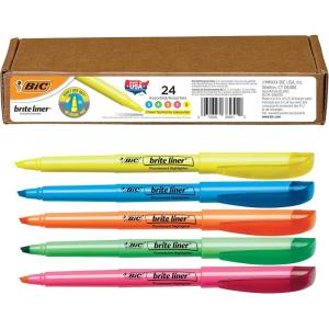 imageBIC Brite Liner Chisel Tip Highlighters LongLasting 5Count in Assorted Colors for School SuppliesAssorted New