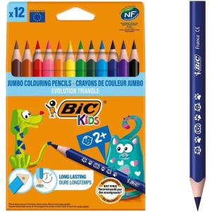imageBIC Kids Evolution Triangle Coloured Pencils Ideal for Small Kids 2 Years and Up Extra Resistant 12 Pack1 Count Pack of 12