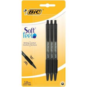imageBic Soft Feel Ballpoint Pens  Black  Pack of 3 Pens  Medium Point 10 mm with Rubber Grip for Comfort 3 Count Pack of 1Black
