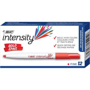 imageBIC Intensity Bold Dry Erase Marker Pocket Style Fine Bullet Tip 45 mm Red Perfect For The Office ampamp Home 12CountRed