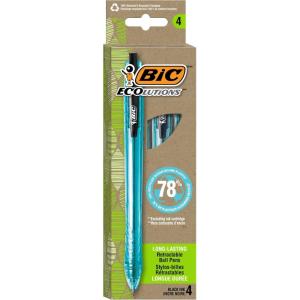 imageBIC Ecolutions OceanBound Ball Pens Medium Point 10mm 4Count Pack Black Ink Pens Made from 78 OceanBound Recycled Plastic