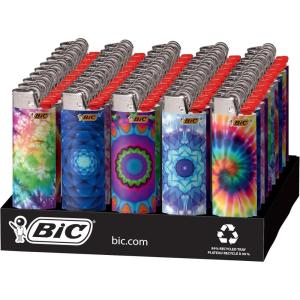imageBIC Maxi Pocket Lighter Special Edition Psychedelic Collection Assorted Unique Lighter Designs 50 Count Tray of Lighters