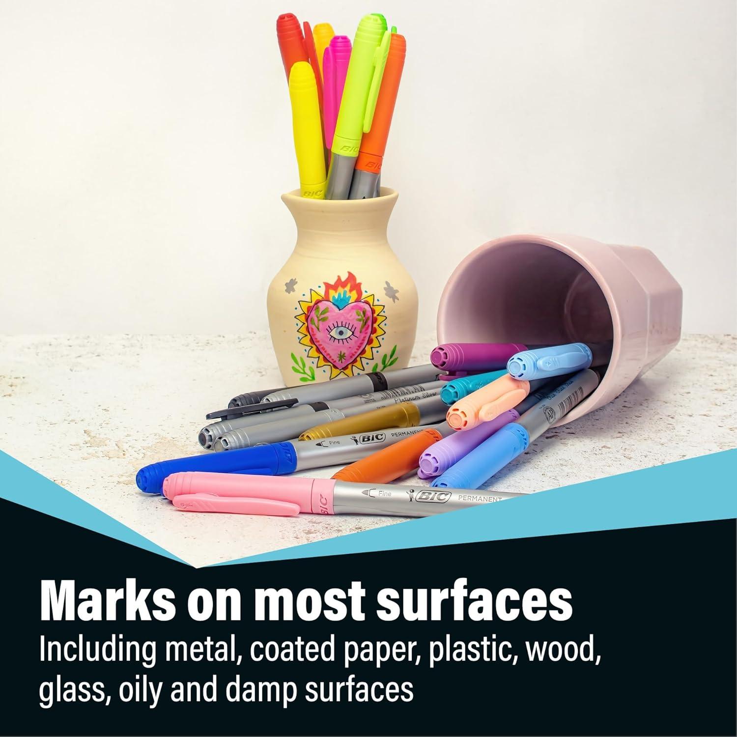 imageBIC Intensity Black Permanent Markers Fine Point 200Count Pack of Black Markers With NonSlip Grip for Comfort and ControlBlack Ink Markers