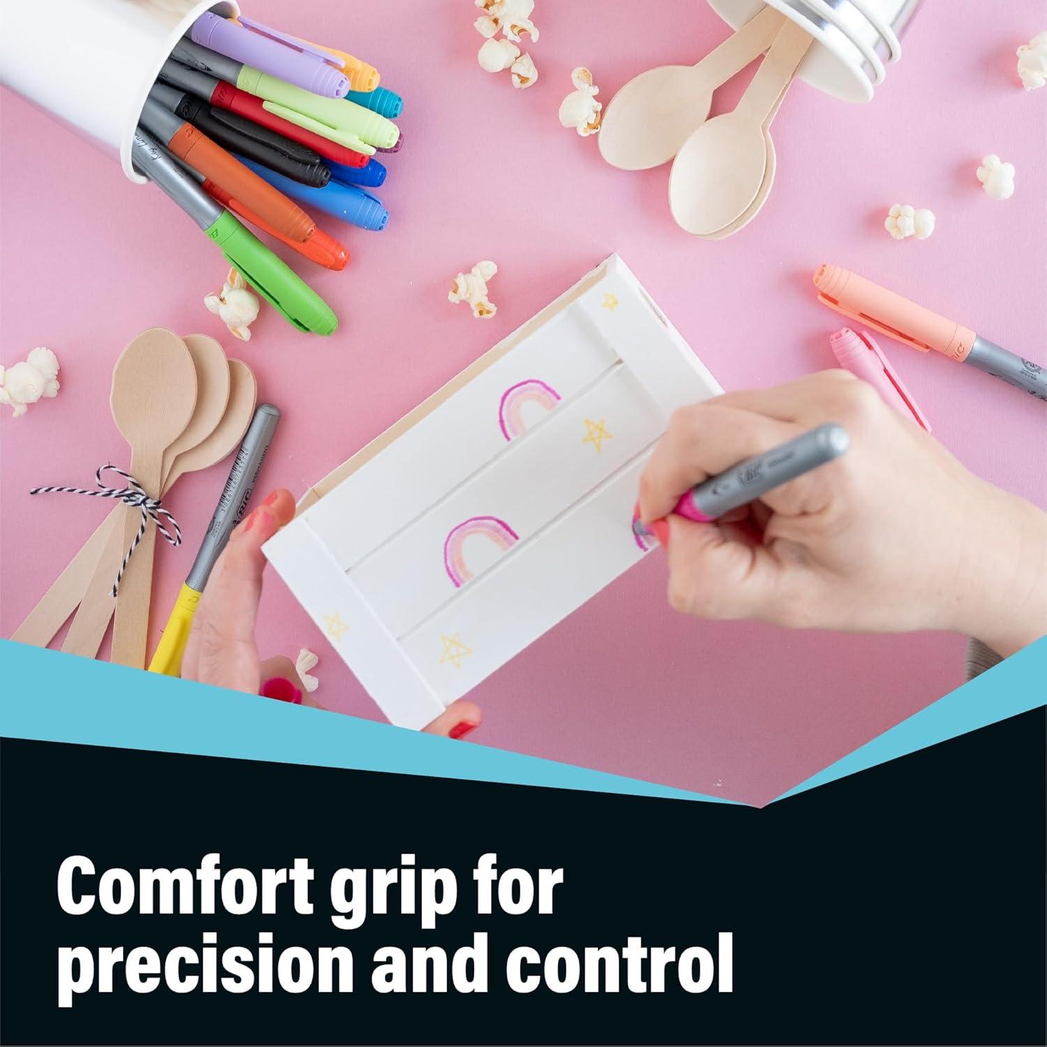 imageBIC Intensity Black Permanent Markers Fine Point 200Count Pack of Black Markers With NonSlip Grip for Comfort and ControlBlack Ink Markers