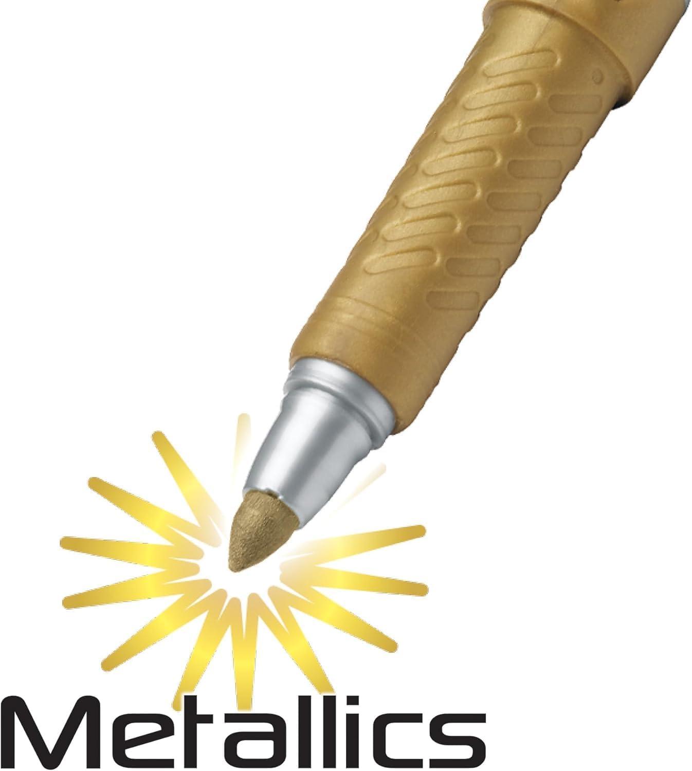 imageBIC Intensity Black Permanent Markers Fine Point 200Count Pack of Black Markers With NonSlip Grip for Comfort and ControlMetallic Assorted Ink Markers With NonSlip Grip