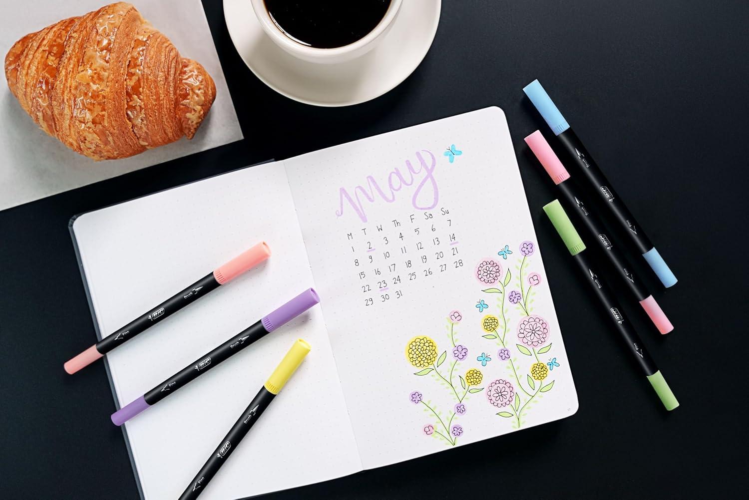 imageBIC Intensity Black Permanent Markers Fine Point 200Count Pack of Black Markers With NonSlip Grip for Comfort and ControlPastel Dual Tip Felt Marker Pens