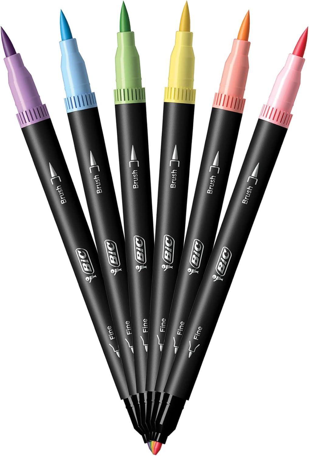 imageBIC Intensity Black Permanent Markers Fine Point 200Count Pack of Black Markers With NonSlip Grip for Comfort and ControlPastel Dual Tip Felt Marker Pens