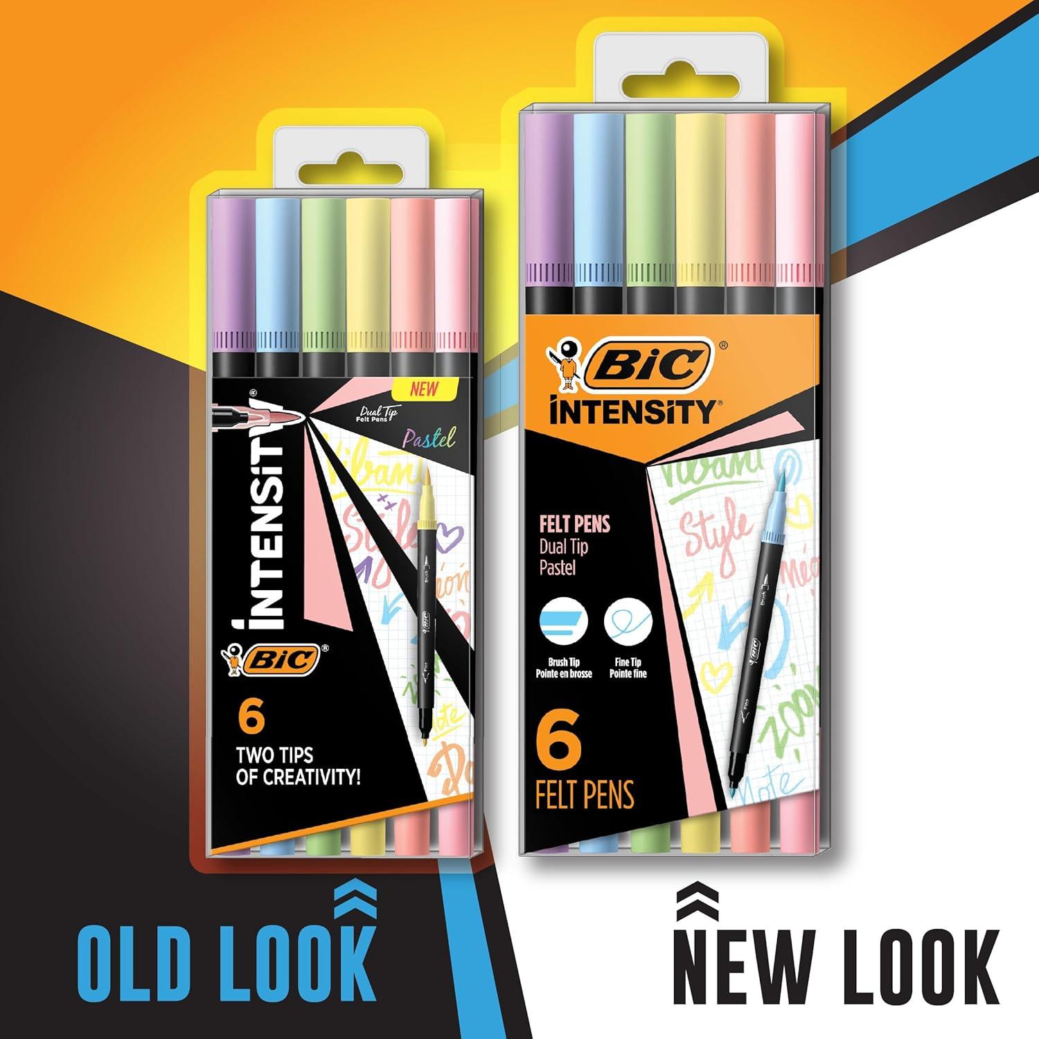 imageBIC Intensity Black Permanent Markers Fine Point 200Count Pack of Black Markers With NonSlip Grip for Comfort and ControlPastel Dual Tip Felt Marker Pens