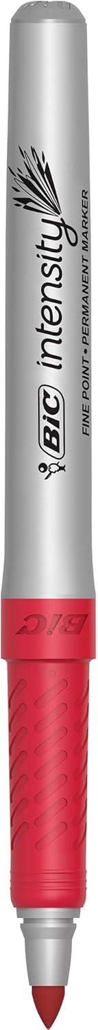 imageBIC Intensity Black Permanent Markers Fine Point 200Count Pack of Black Markers With NonSlip Grip for Comfort and ControlRed Ink Markers
