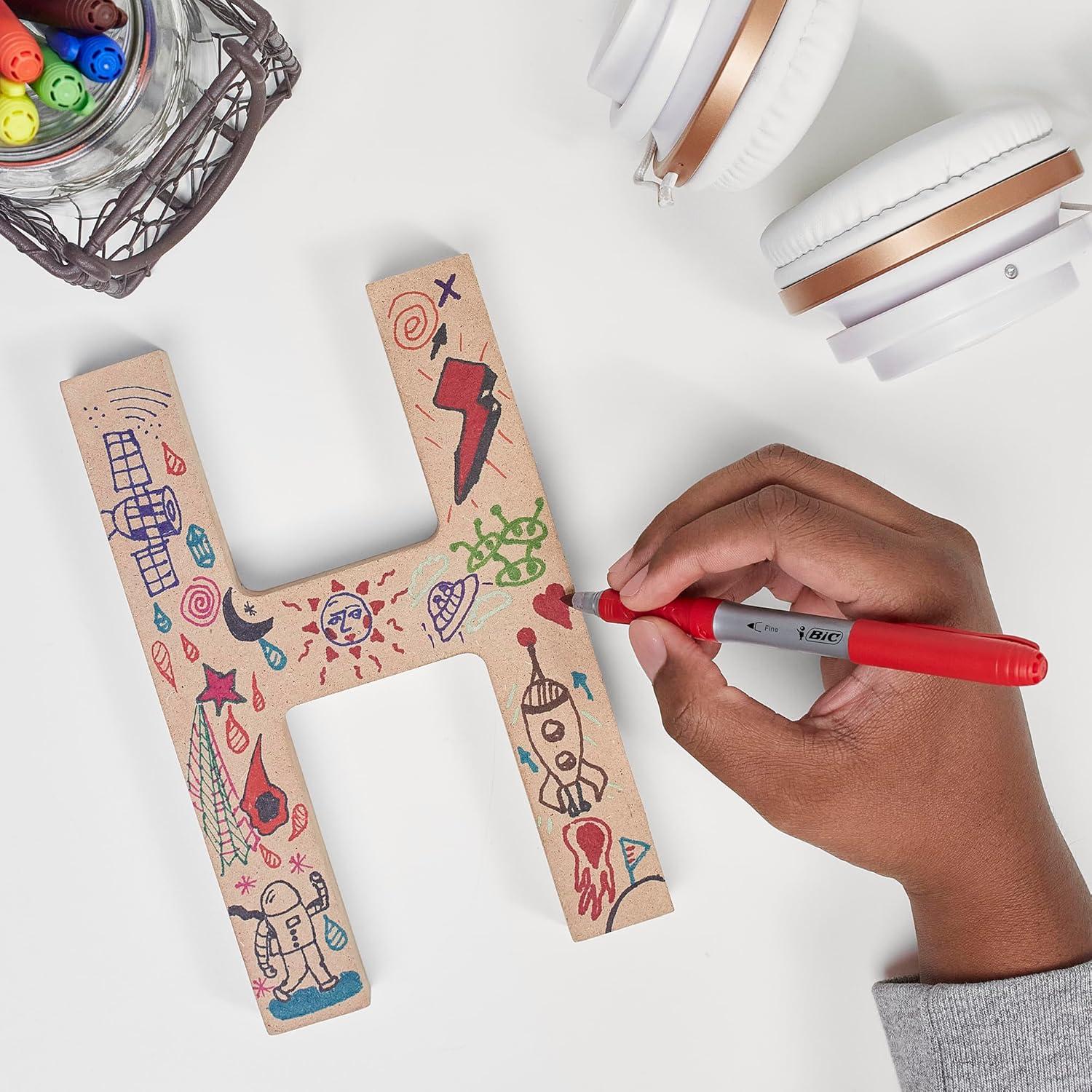 imageBIC Intensity Black Permanent Markers Fine Point 200Count Pack of Black Markers With NonSlip Grip for Comfort and ControlRed Ink Markers