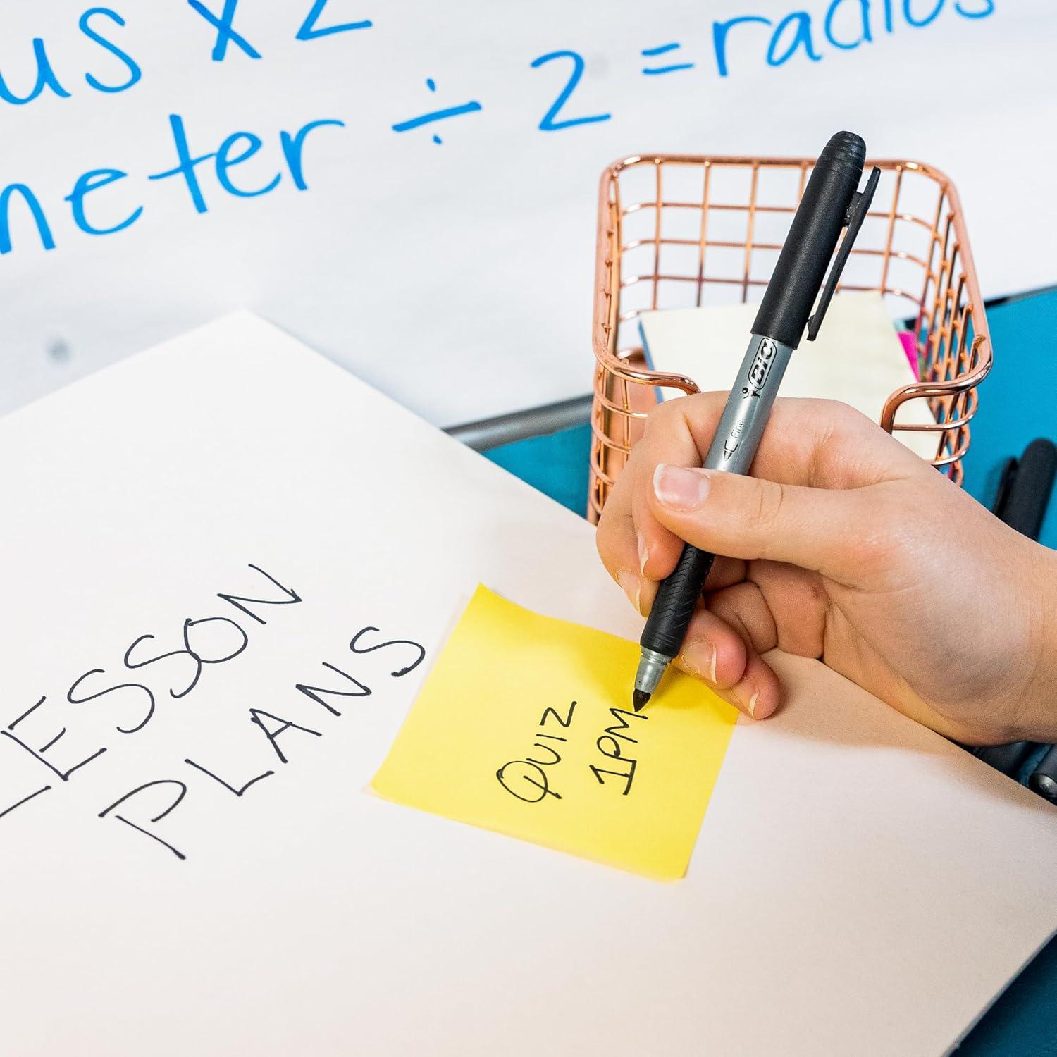 imageBIC Intensity Black Permanent Markers Fine Point 200Count Pack of Black Markers With NonSlip Grip for Comfort and ControlRed Ink Markers