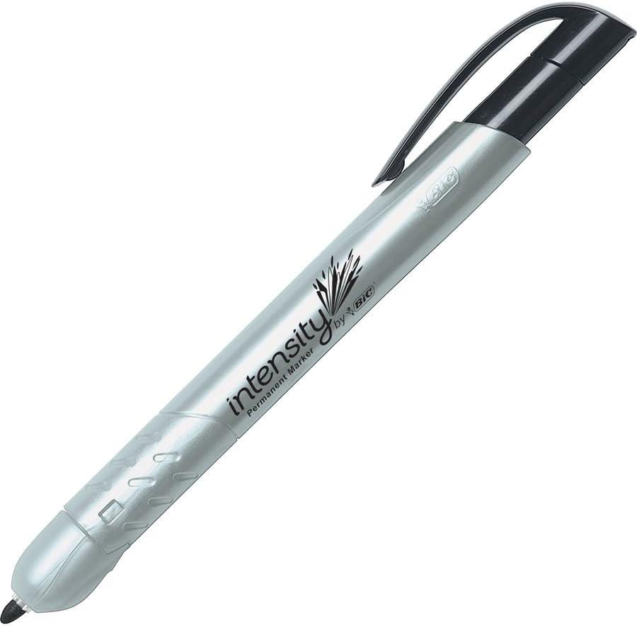 imageBIC Intensity Black Permanent Markers Fine Point 200Count Pack of Black Markers With NonSlip Grip for Comfort and ControlRetractable Black Ink Markers