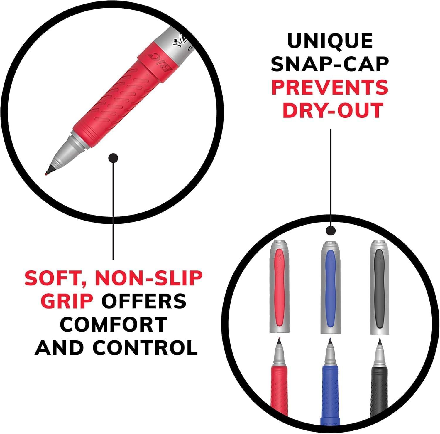 imageBIC Intensity Black Permanent Markers Fine Point 200Count Pack of Black Markers With NonSlip Grip for Comfort and ControlUltra Fine Tip Black Ink Markers