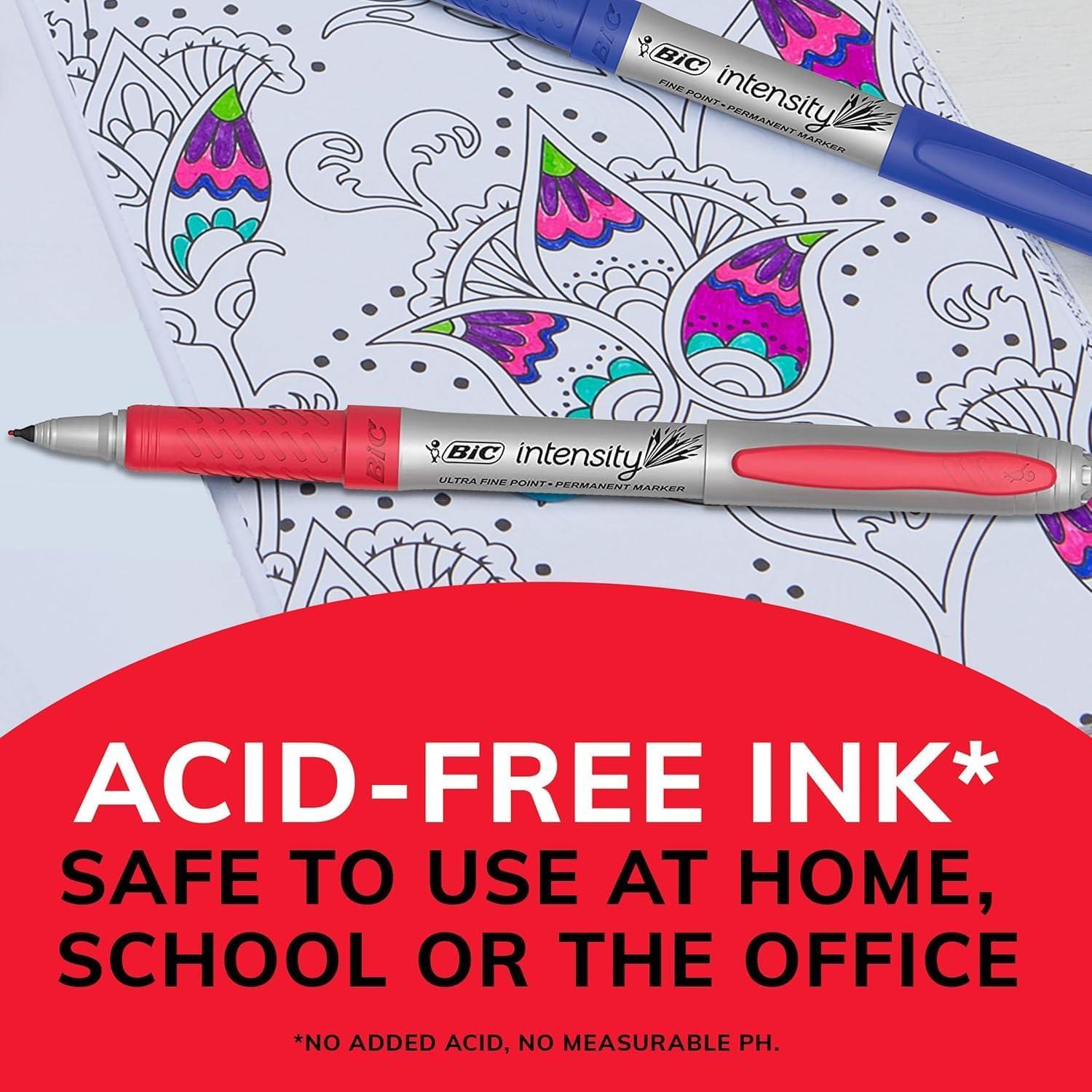 imageBIC Intensity Black Permanent Markers Fine Point 200Count Pack of Black Markers With NonSlip Grip for Comfort and ControlUltra Fine Tip Black Ink Markers