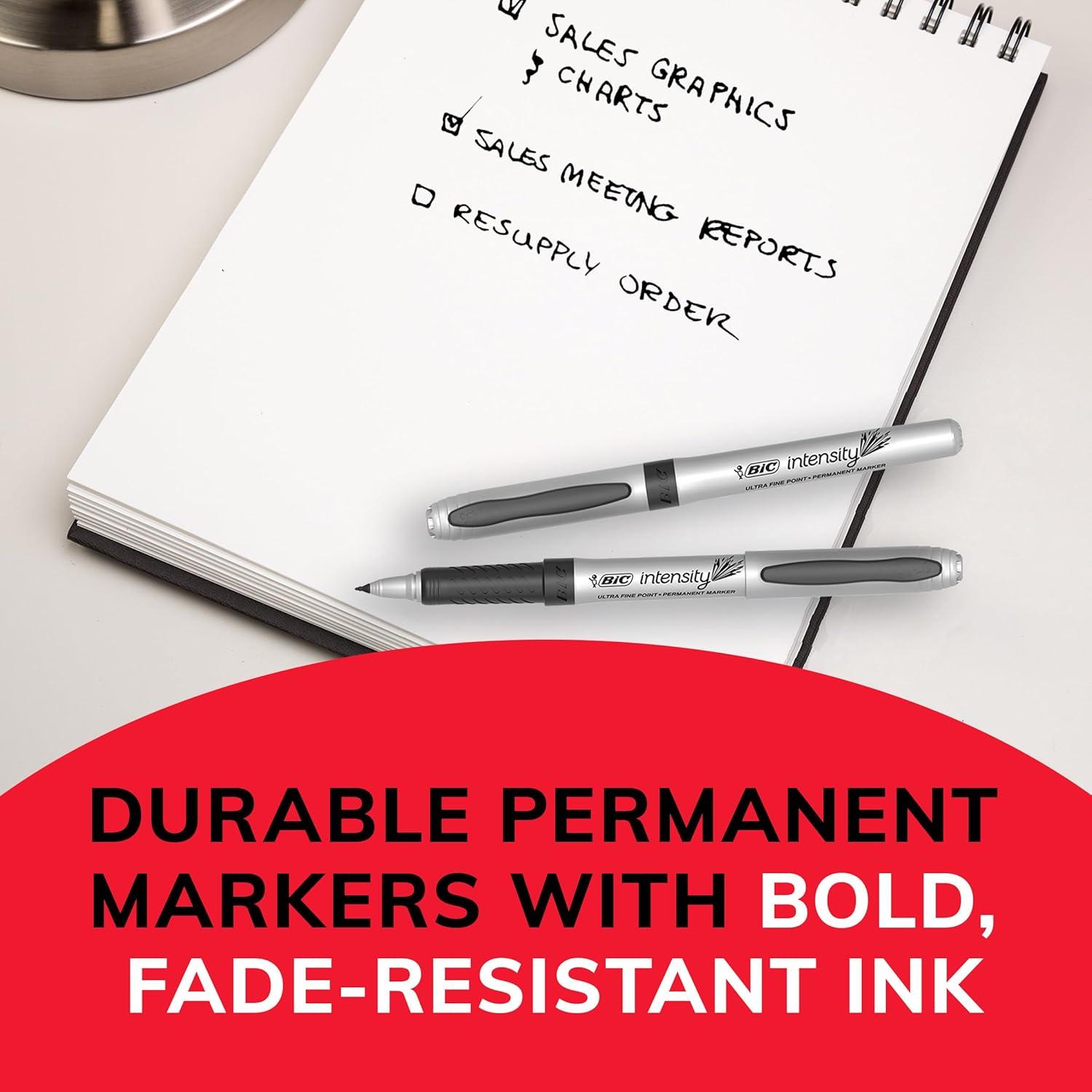 imageBIC Intensity Black Permanent Markers Fine Point 200Count Pack of Black Markers With NonSlip Grip for Comfort and ControlUltra Fine Tip Blue Ink Markers