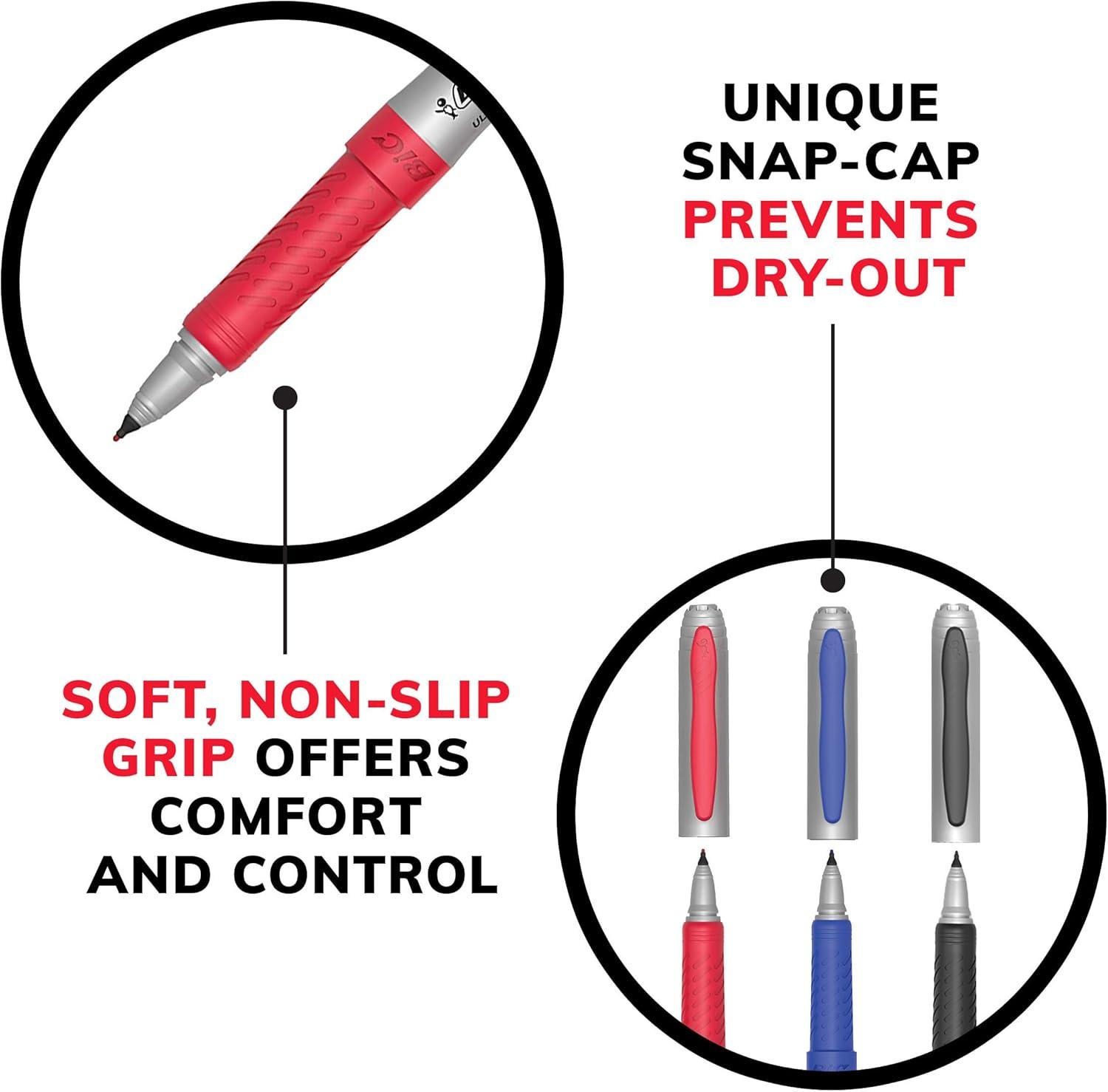 imageBIC Intensity Black Permanent Markers Fine Point 200Count Pack of Black Markers With NonSlip Grip for Comfort and ControlUltra Fine Tip Blue Ink Markers