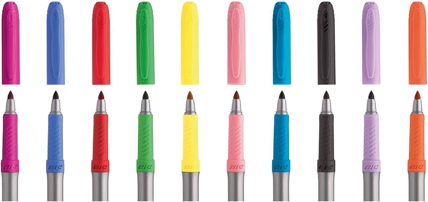 imageBIC Intensity Black Permanent Markers Fine Point 200Count Pack of Black Markers With NonSlip Grip for Comfort and ControlVibrant Assorted Ink Markers