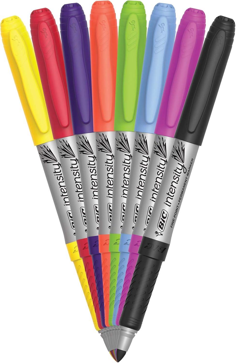 imageBIC Intensity Black Permanent Markers Fine Point 200Count Pack of Black Markers With NonSlip Grip for Comfort and ControlVibrant Assorted Ink Markers