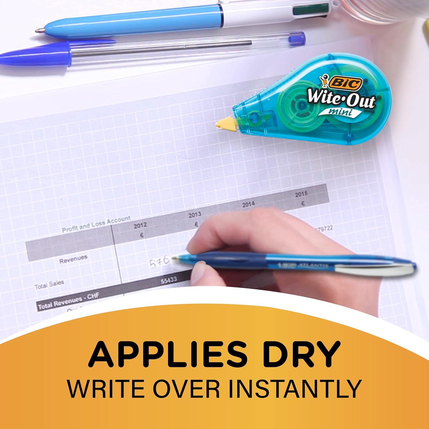 imageBIC WiteOut Brand Mini Correction Tape 164 Feet 6Count Pack of White Correction Tape Compact Tape Office or School Supplies