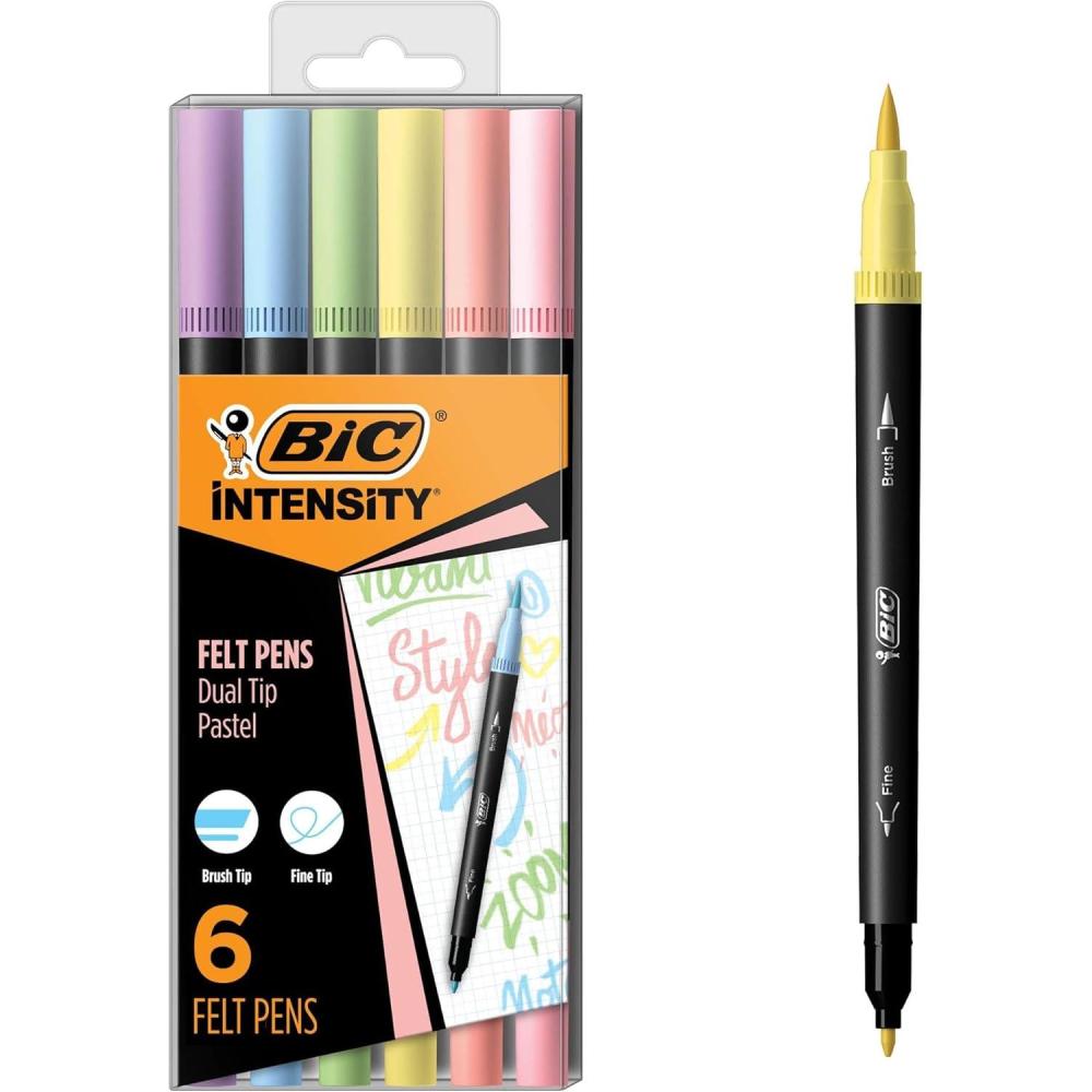 imageBIC Intensity Black Permanent Markers Fine Point 200Count Pack of Black Markers With NonSlip Grip for Comfort and ControlPastel Dual Tip Felt Marker Pens