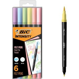imageBIC Intensity Black Permanent Markers Fine Point 200Count Pack of Black Markers With NonSlip Grip for Comfort and ControlPastel Dual Tip Felt Marker Pens