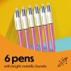 imageBIC 4 Color Shine Retractable Ballpoint Pen Versatile 10 mm Point LongLasting Ink 6Count in Assorted Colors