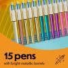 imageBIC 4Color Rainbow Shine Limited Edition Set Box of 15 Pens Retractable Ball Pens Medium Point 10mmBlack  Blue  Green  Red Ink
