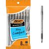 imageBIC Round Stic Grip Xtra Comfort Black Ballpoint Pens Medium Point 12mm 8Count Pack Perfect Writing Pens With Soft Grip for Superb Comfort and Control