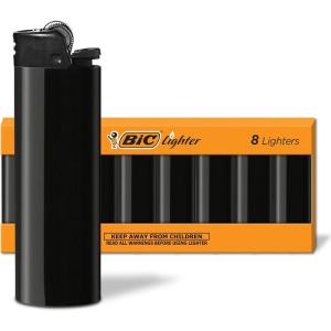 imageBIC Maxi Pocket Lighters Safe and Reliable LongLasting Pocket Lighters for Holiday and Everyday Use All Black 8Pack