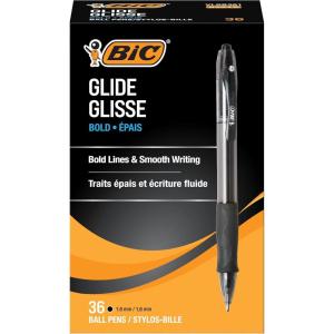 imageBIC Glide Bold Black Ballpoint Pens Bold Point 16mm 36Count Pack Retractable Ballpoint Pens With Comfortable Full Grip1
