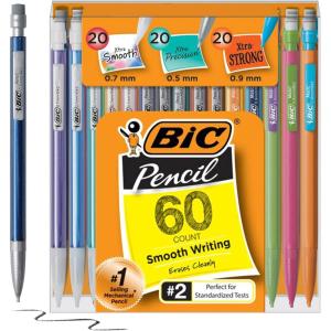 imageBIC Mechanical Pencil Variety Pack Number 2 Mechanical Pencils With Erasers Fine Point 05mm Medium Point 07mm and Thick Point 09mm 60 Count Bulk Mechanical Pencils for School or Work3