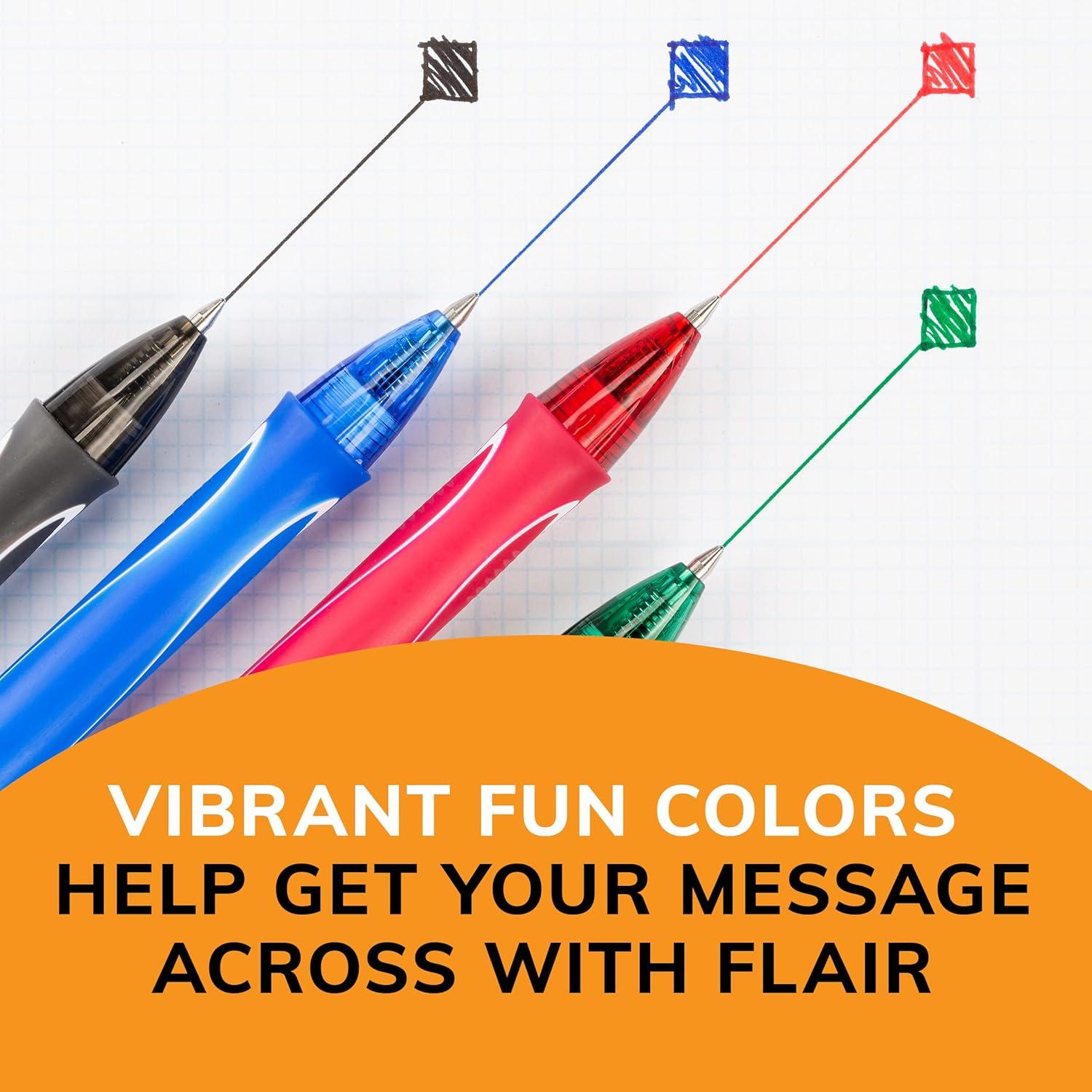 imageBIC Gelocity Quick Dry Assorted Colors Gel Pens Medium Point 07mm 4Count Pack Retractable Gel Pens With Comfortable Full Grip