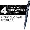 imageBIC Gelocity Quick Dry Assorted Colors Gel Pens Medium Point 07mm 4Count Pack Retractable Gel Pens With Comfortable Full Grip