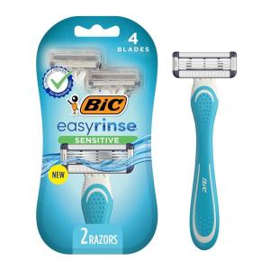 imageBIC EasyRinse Sensitive AntiClogging Mens Disposable Razors Clinically Proven for Sensitive Skin Shaving Razors With 4 Blades 6 CountAssorted