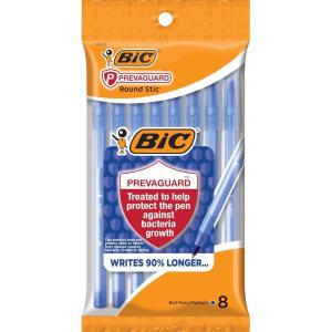 imageBIC PrevaGuard Round Stic With Builtin Protection To Suppress Bacteria Growth Medium Point 10mm Blue 8Count Pack