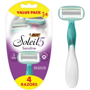 imageBIC Soleil 5 Sensitive Womens Disposable 5 Blade Razors 360 Degree Moisture Strips and Pivoting Head 4Pack