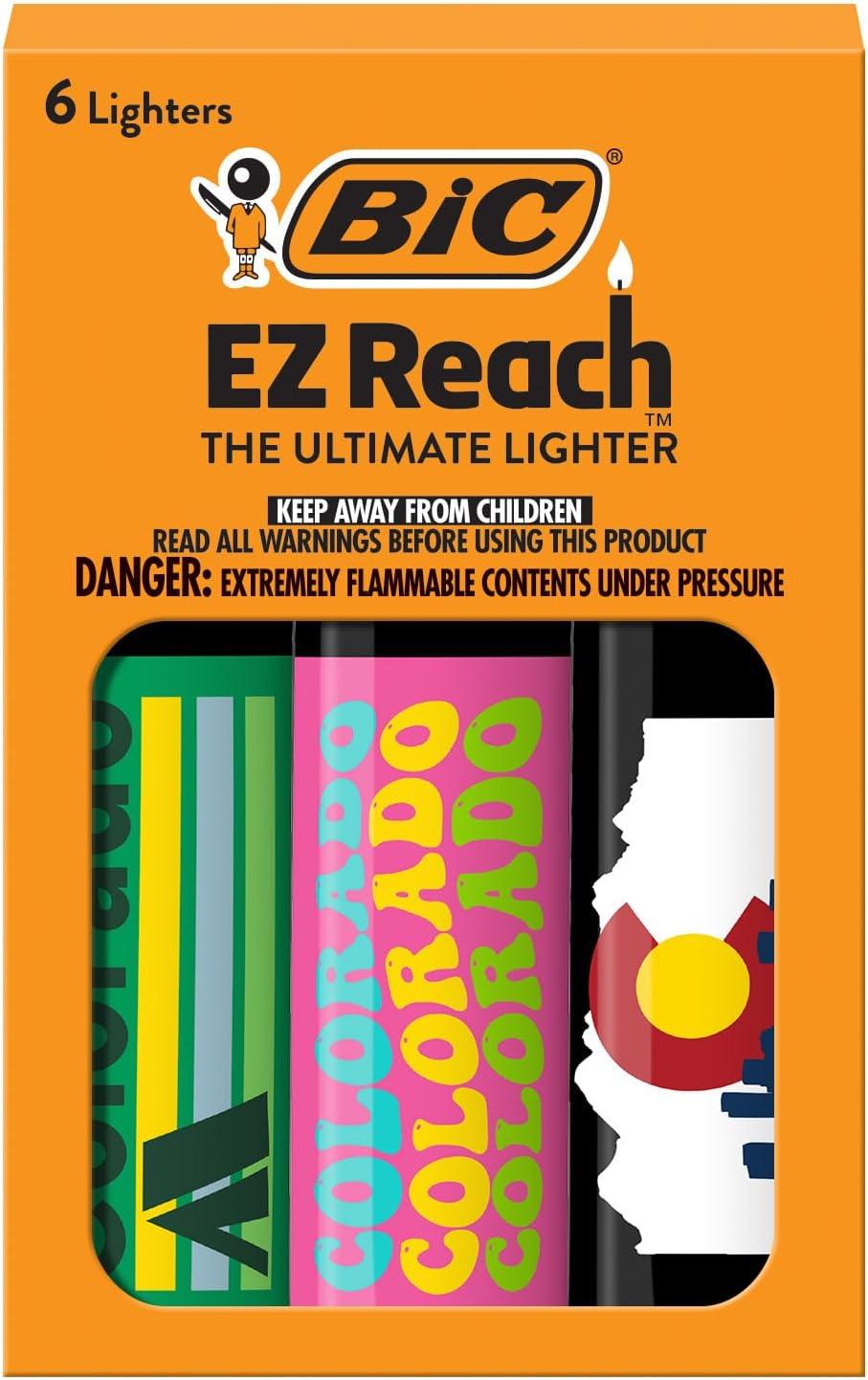 imageBIC EZ Reach Candle Lighter The Ultimate Lighter with Wand for Candles Colorado Assorted Designs 6 Count Pack of Lighters