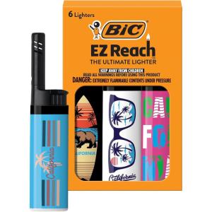 imageBIC EZ Reach Candle Lighter The Ultimate Lighter with Wand for Candles California Assorted Designs 6 Count Pack of Lighters