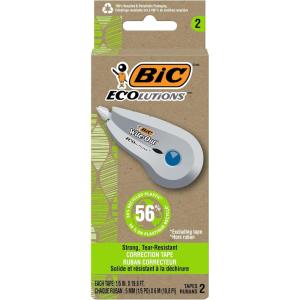 imageBIC Ecolutions WiteOut Brand Correction Tape 198 Feet 2Count Pack Made from 56 Recycled Plastic